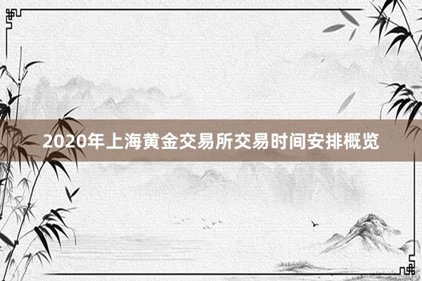 2020年上海黄金交易所交易时间安排概览